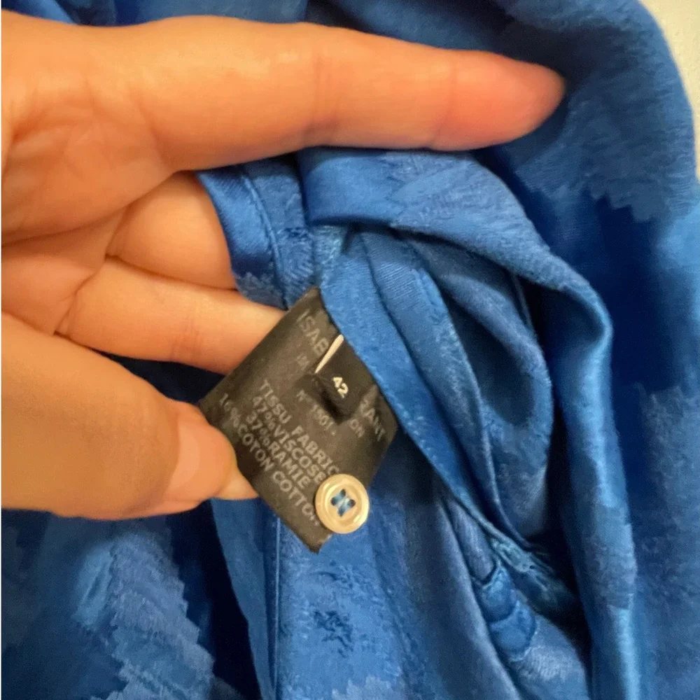 Isabel Marant 10 Jacquard Mini Wrap Dress $595 Short Sleeve Bright Royal Blue 42 - Picture 8 of 16